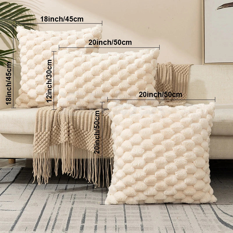 Housse de Coussin en Peluche Capitonnée - Style Nordique Confort Hiver