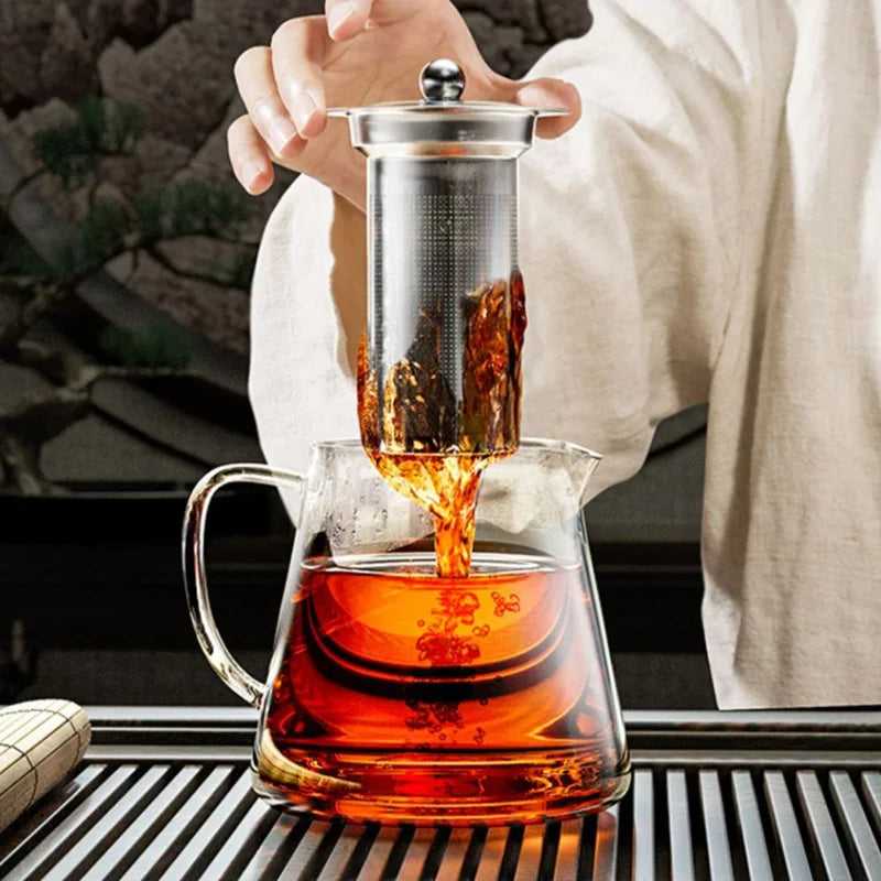 Théière en Verre Borosilicate 950ml - Infuseur Inox & Résistante à la Chaleur