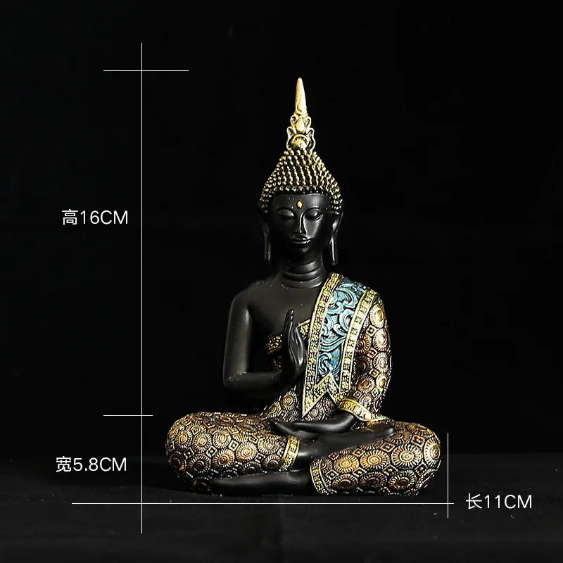 Statue Bouddha Thaïlandaise en Résine Verte – Sculpture Fengshui & Méditation, 4 Tailles