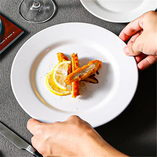 Assiette Mélamine Blanche Premium - Plateau Steak Rond 12 pouces