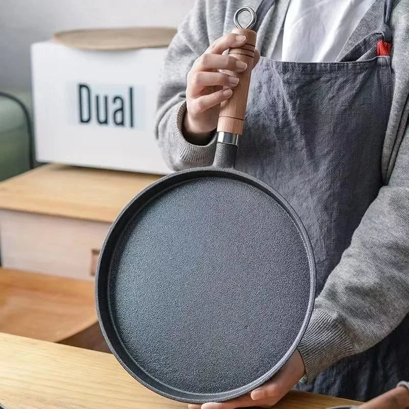 Poêle en Fonte Naturelle 20-26cm - Antiadhésive Sans Revêtement