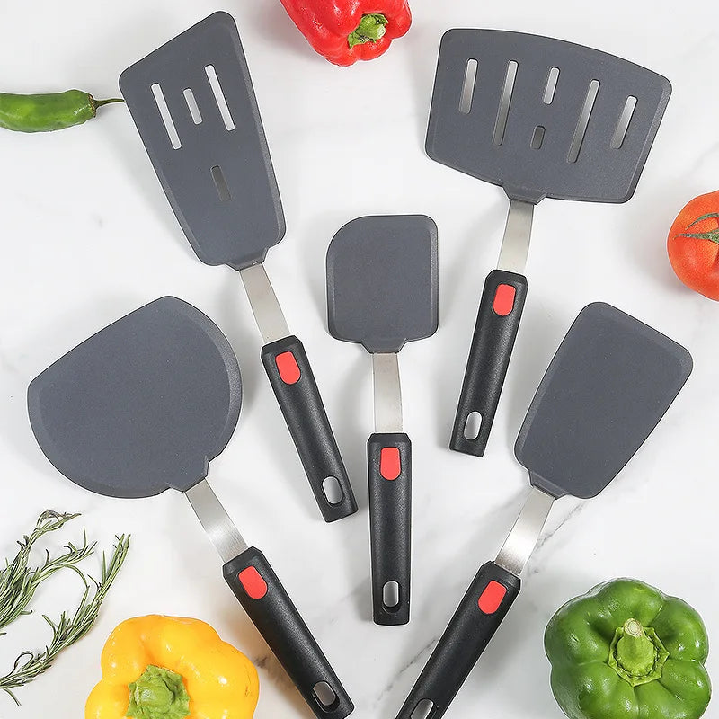 Spatule en Silicone Résistante Haute Température - Manche Acier Inoxydable