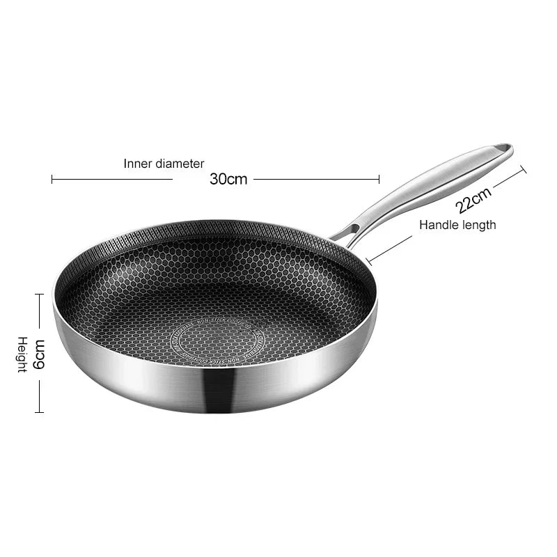 Poêle en Acier Inoxydable 316 Motif Nid d'Abeille - 22 à 30cm