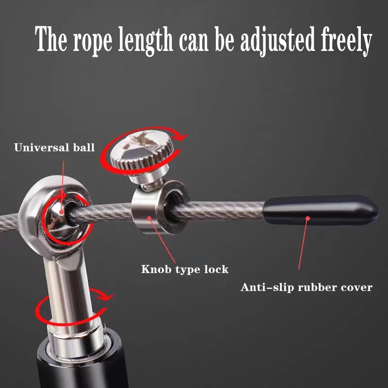 Corde de crossfit à vitesse réglable, fil d'acier portant, hommes, femmes, enfants