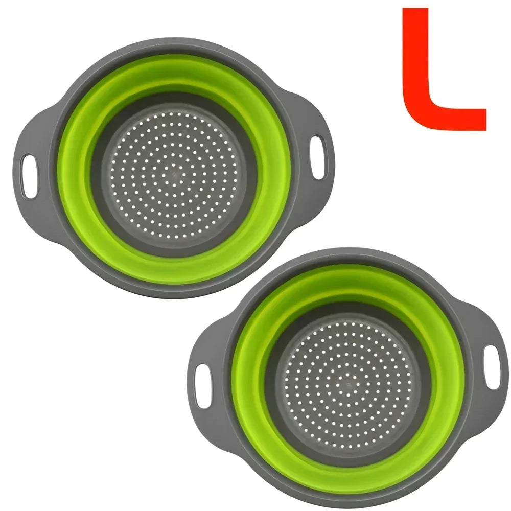Panier Égouttoir Pliable Silicone 2 Pièces - Passoire Cuisine Gain de Place
