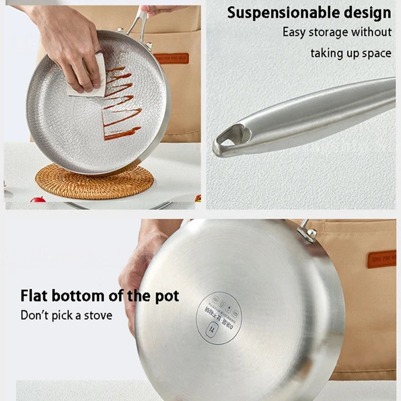 Poêle Antiadhésive Premium en Titane et Acier Inoxydable - 20/24/28cm