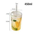 Verre à Bière en Forme de Canette 450ml avec Paille - Gobelet Transparent Café Glacé