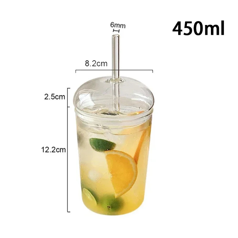 Verre à Bière en Forme de Canette 450ml avec Paille - Gobelet Transparent Café Glacé