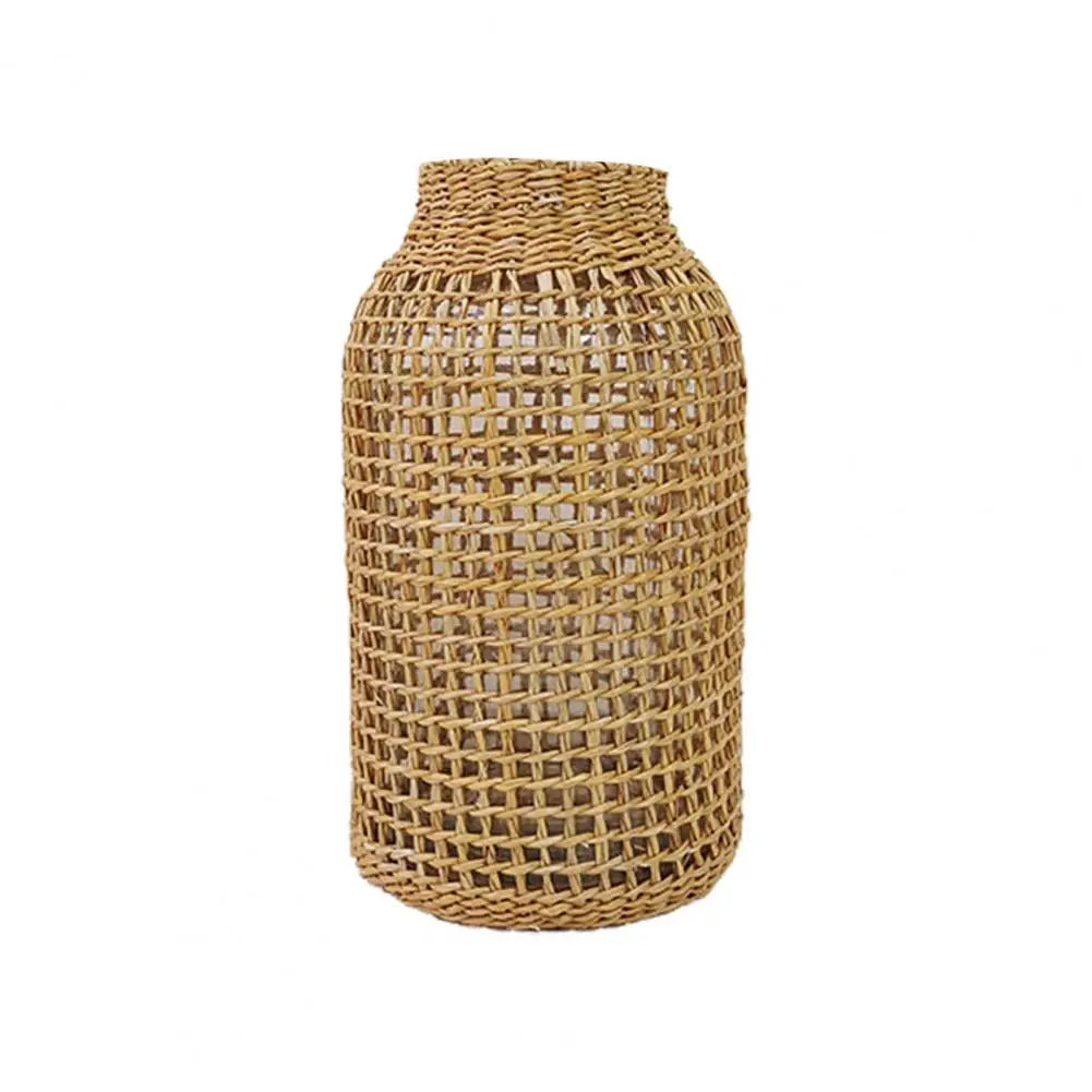 Vase en Paille Tressée et Verre – Design Japonais Artisanal pour Décoration Intérieure