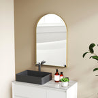Miroir mural arqué miroir de salle de bain avec cadre en alliage d'aluminium pour chambre salon entrée 60 × 90 cm or