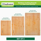 Lot de 3 Planches à Découper en Bambou Naturel - Cuisine Écologique et Durable