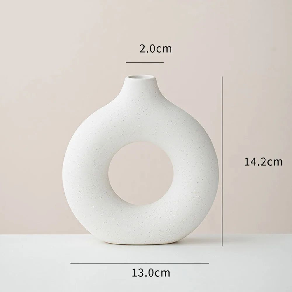 Lot de 3 Vases en Céramique Blancs – Design Nordique Moderne avec Finitions Dorées