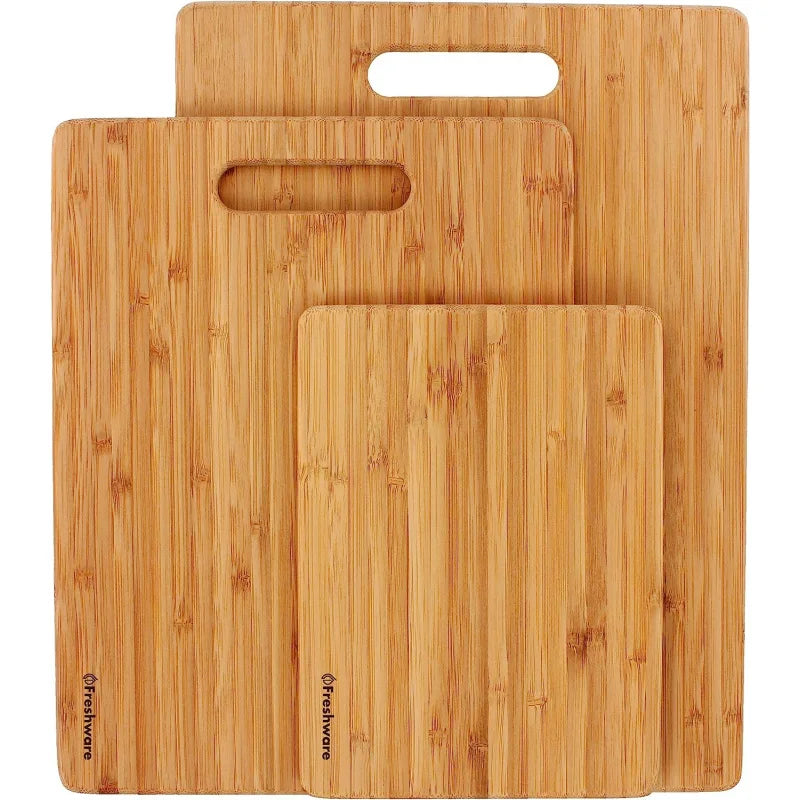 Lot de 3 Planches à Découper en Bambou Naturel - Cuisine Écologique et Durable