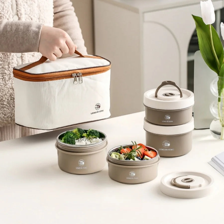 Boîte à Déjeuner Isotherme portable en Acier Inoxydable | Bento Empilable Premium