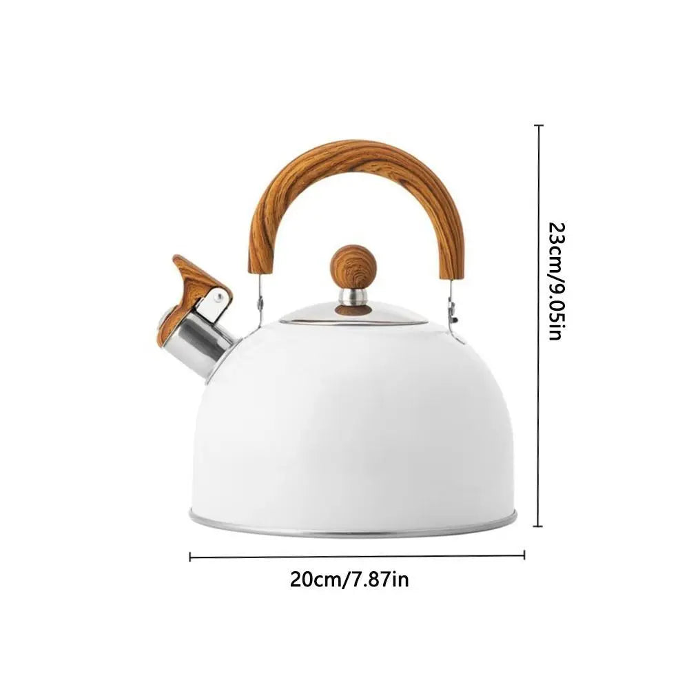 Bouilloire Sifflante 3L en Acier Inoxydable - Manche en Bois & Compatible Induction