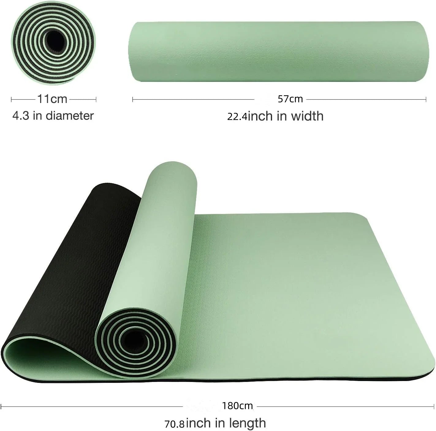 Tapis de Yoga TPE Écologique 180×57×0.6cm - Antidérapant Inodore