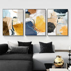 Tableau Toile Géométrique Aquarelle 3 Pièces - Art Abstrait Nordique Sans Cadre