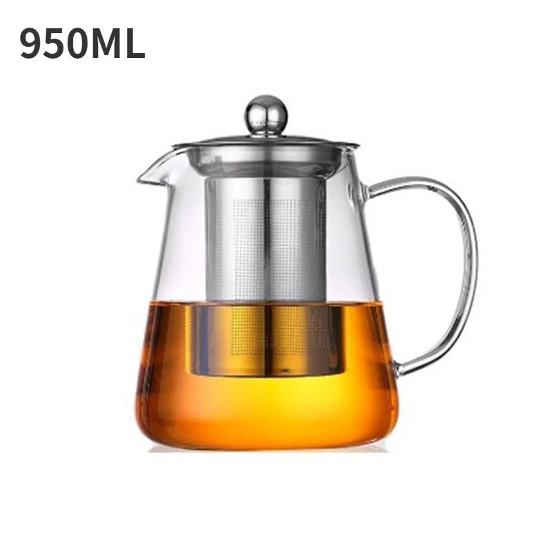 Théière en Verre Borosilicate 950ml - Infuseur Inox & Résistante à la Chaleur