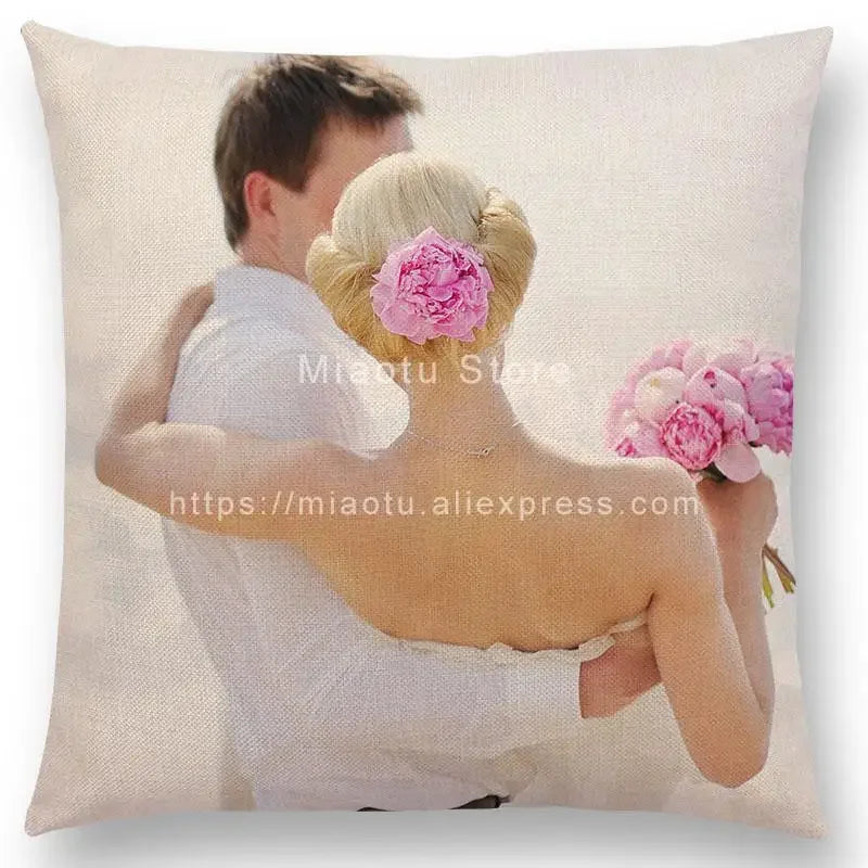 Housse de Coussin Personnalisable en Lin - Logo & Photo sur Mesure pour Salon