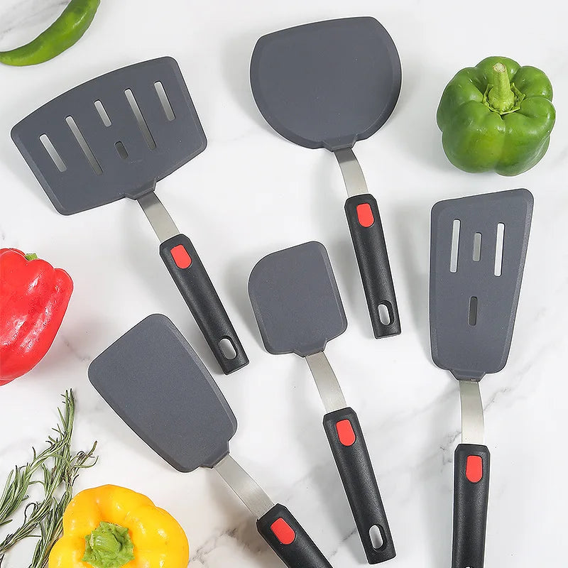 Spatule en Silicone Résistante Haute Température - Manche Acier Inoxydable