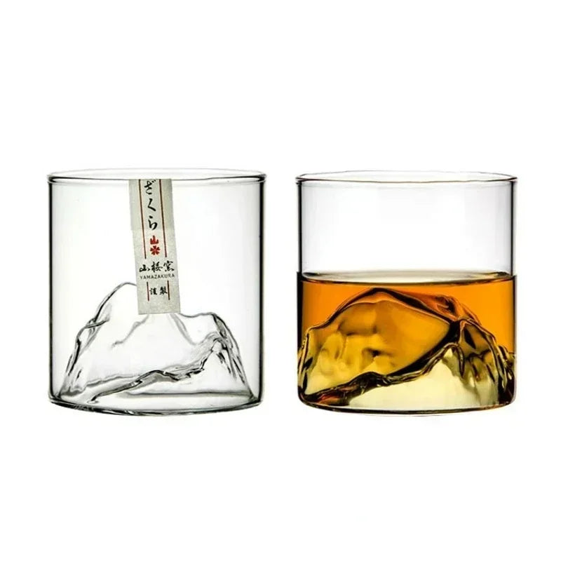 Verre à whisky japonais avec relief montagne 3D - Coffret cadeau premium