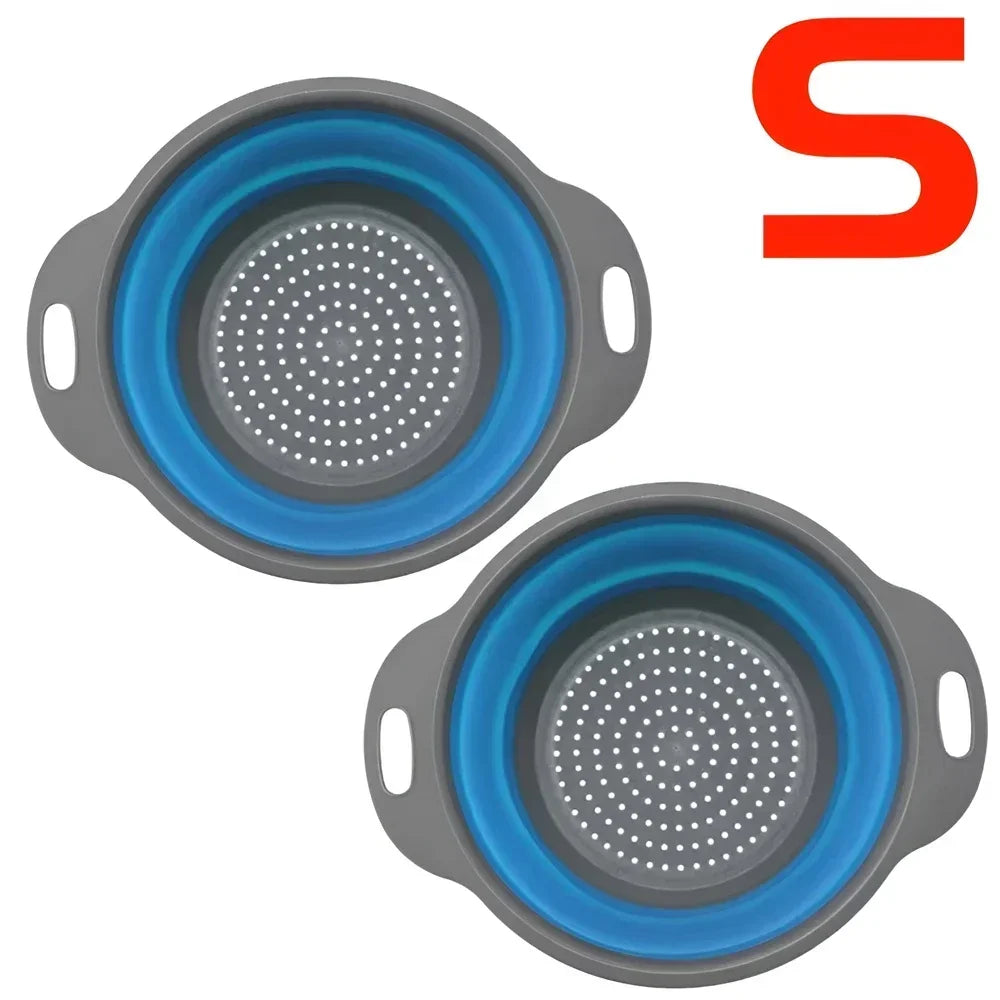 Panier Égouttoir Pliable Silicone 2 Pièces - Passoire Cuisine Gain de Place