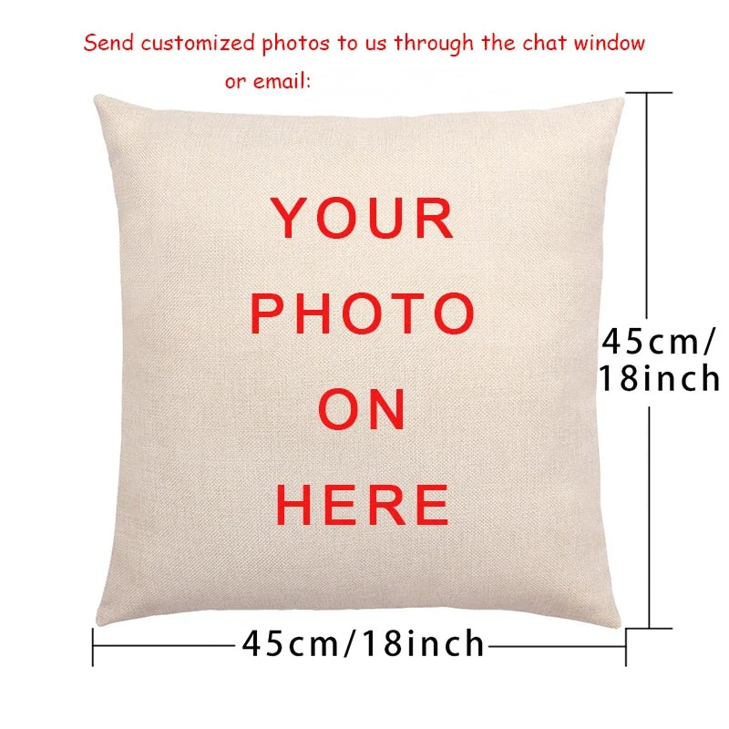 Housse de Coussin Personnalisable en Lin - Logo & Photo sur Mesure pour Salon