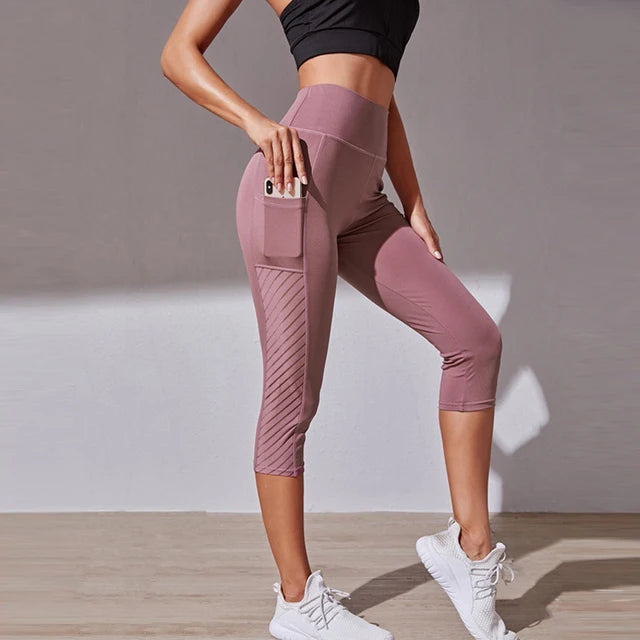 Short Sport Femme Taille Haute - Fitness Yoga Séchage Rapide Poches