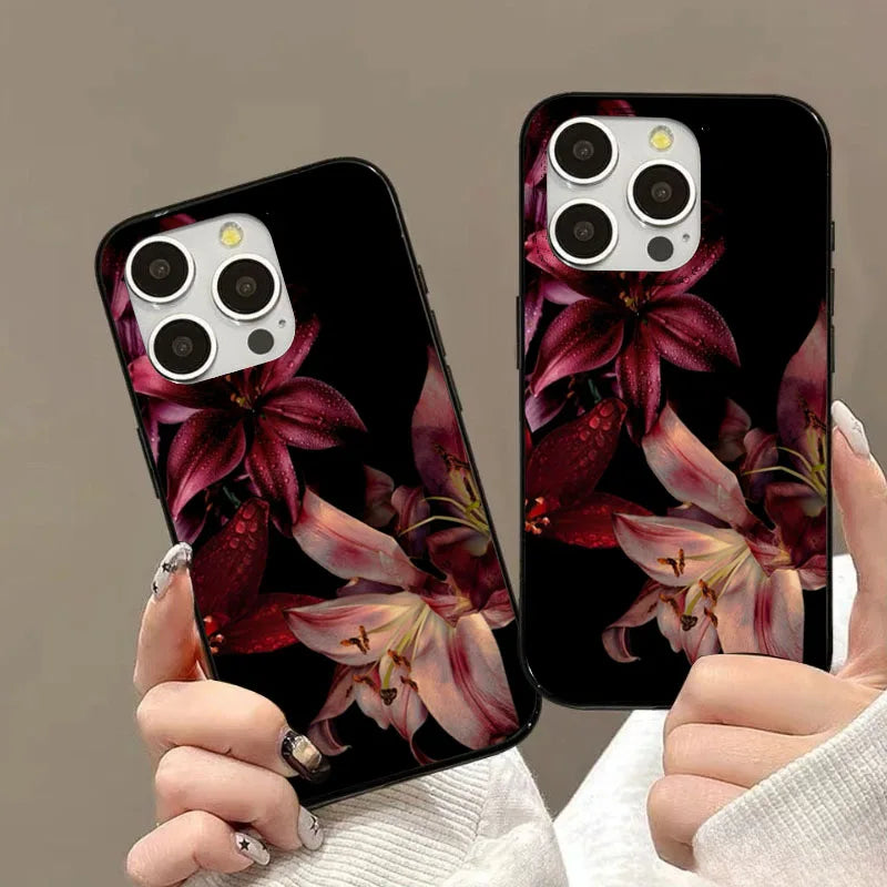 Coque iPhone Fleur de Lys Rouge — Étui Souple Antichoc, Compatible iPhone 7 au 17 Air