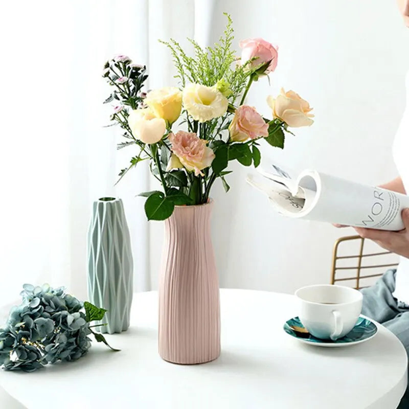 Vase Moderne en Plastique Style Nordique - Panier Décoratif pour Fleurs