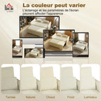 Canapé convertible 2 places 3 en 1, canapé-lit clic clac en chenille avec dossier réglable, porte-gobelets, beige