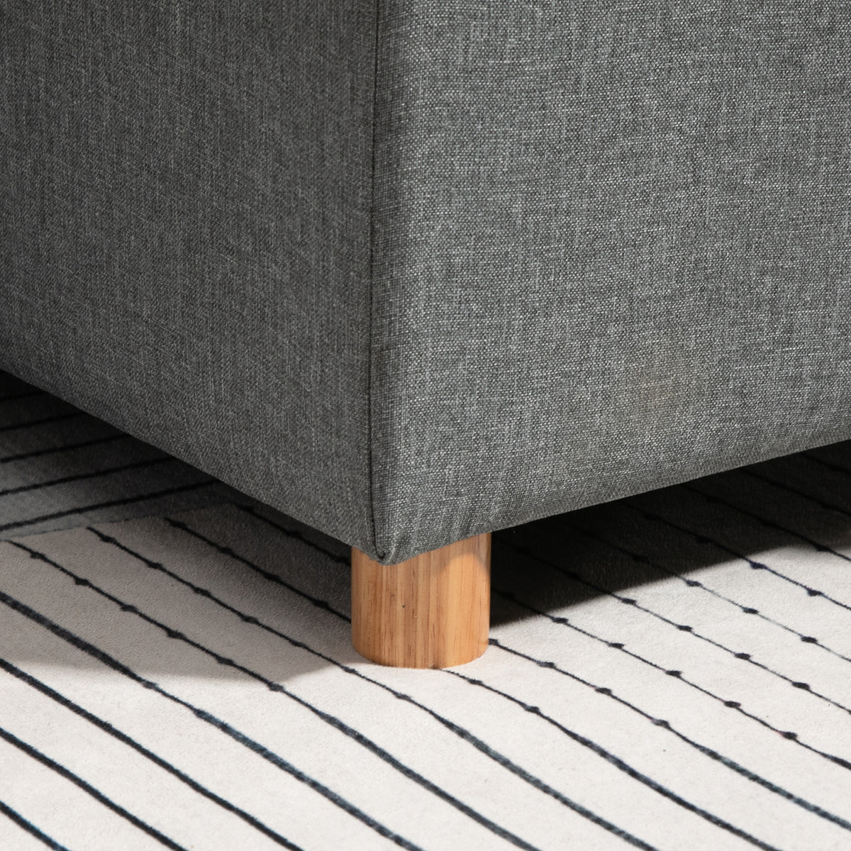 Canapé d'angle convertible canapé lit canapé 3 places modulable avec méridienne réversible, coffre de rangement intégré et 3 coussins de dossier, tissu aspect lin, gris