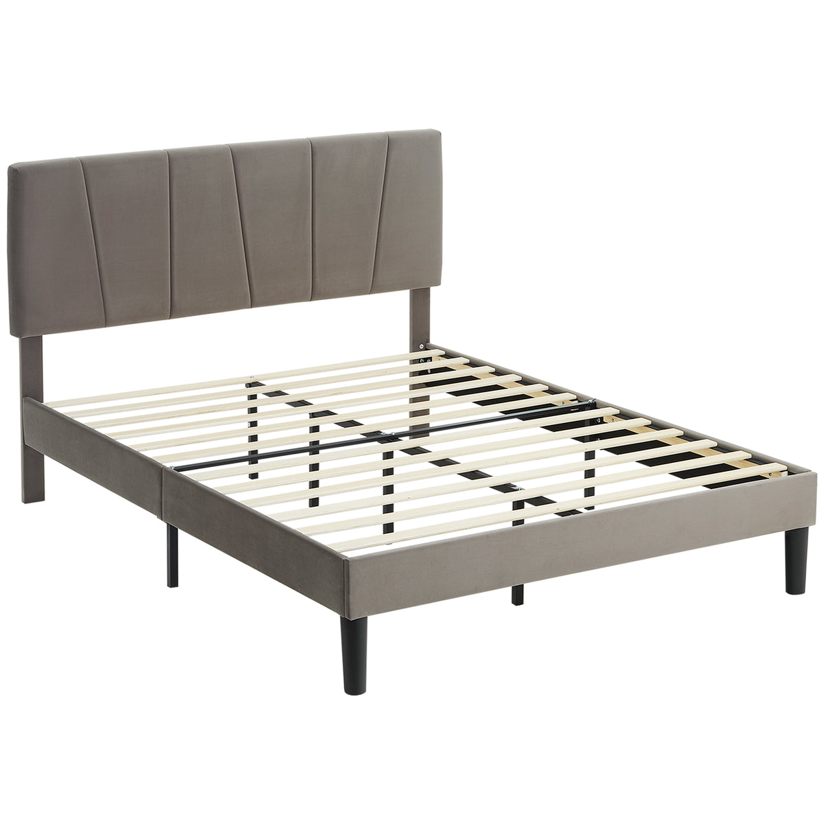 Cadre de lit double 140 x 190 cm lit 2 personnes tête de lit réglable sommier 150 x 198 x 100/105/110/115/120 cm gris