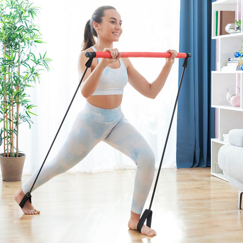 Barre de fitness avec bandes de résistance et guide d’exercices Resibar