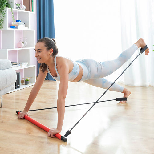 Barre de fitness avec bandes de résistance et guide d’exercices Resibar