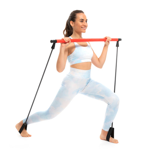 Barre de fitness avec bandes de résistance et guide d’exercices Resibar
