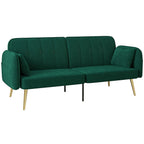 Canapé convertible 2 places canapé-lit canapé clic-clac en tissu velours avec dossier réglable, vert foncé