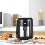 Friteuse sans huile 4 L, air fryer 1300 W 12 programmes, écran tactile, température réglable, panier antiadhésif, noir