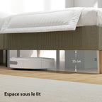 Cadre de lit 160 x 200 cm avec sommier à lattes en bois, lit double rembourré en velours côtelé, gris