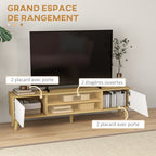 Meuble TV Scandinave 150 cm – 2 Portes, 2 Niches, Passe-Câbles – Pour TV jusqu'à 65"