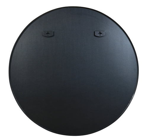 Miroir de salle de bain rond encadré en métal noir de 99cm pour mur.