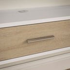 Meuble TV mural banc TV jusqu'à 50 pouces avec compartiments ouverts et armoire à porte rabattable blanc