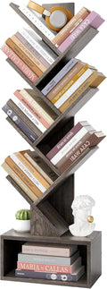 6 Tier Tree Bookshelf Bookcase With Drawer Grey Office