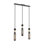 Suspension 3 Lumières Noir & Doré - Lustre Moderne Hauteur Ajustable