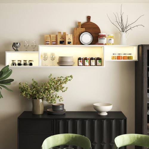 Meuble TV flottant mural de 166cm  LED 20 couleurs et charge