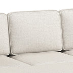 Canapé d'Angle Convertible en Chenille, Canapé-Lit 3 Places Modulaire 225 cm avec Pouf de Rangement, Beige