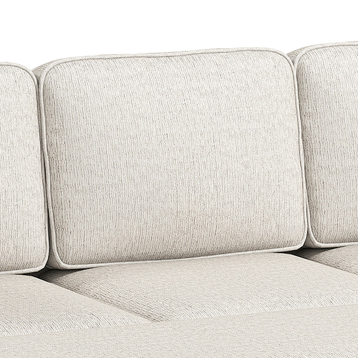 Canapé d'Angle Convertible en Chenille, Canapé-Lit 3 Places Modulaire 225 cm avec Pouf de Rangement, Beige