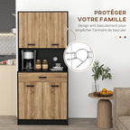 Armoire de cuisine Buffet meuble de rangement, 2 placards 4 portes 1 tiroir, passe-câbles 80L x 40P x 180H cm