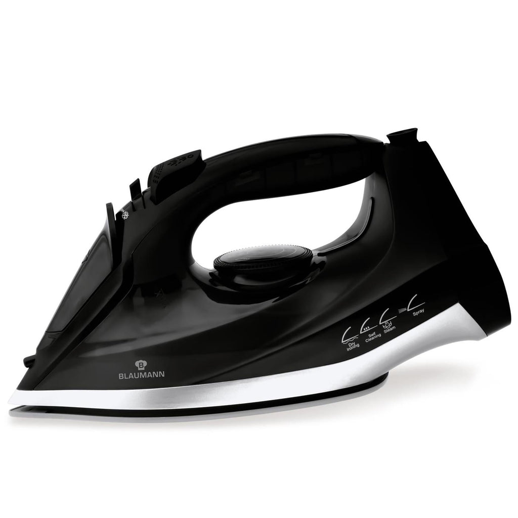 Fer à repasser vapeur Blaumann Black & Silver 1600W – Semelle Aluminium, Auto-nettoyant