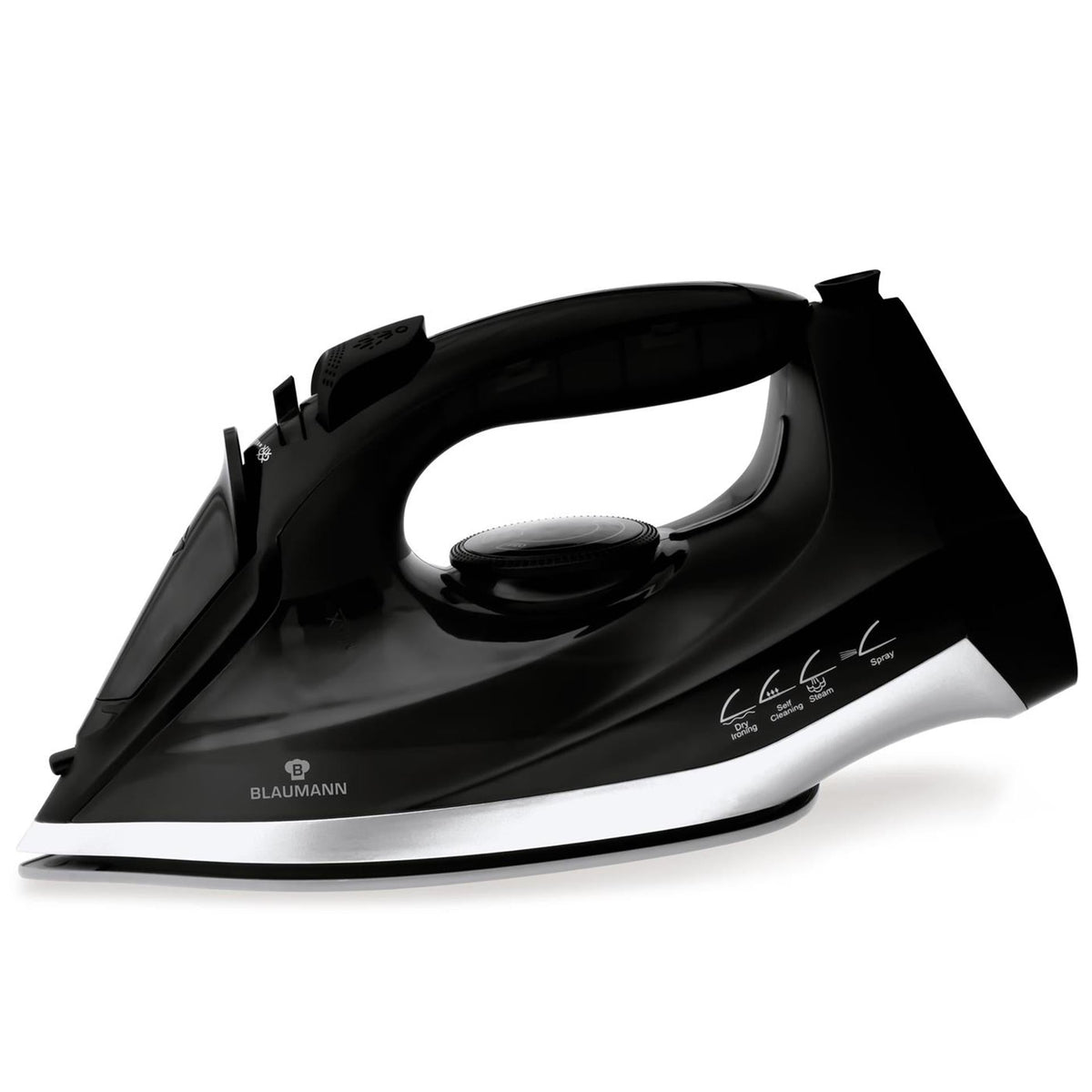 Fer à repasser vapeur Blaumann Black & Silver 1600W – Semelle Aluminium, Auto-nettoyant